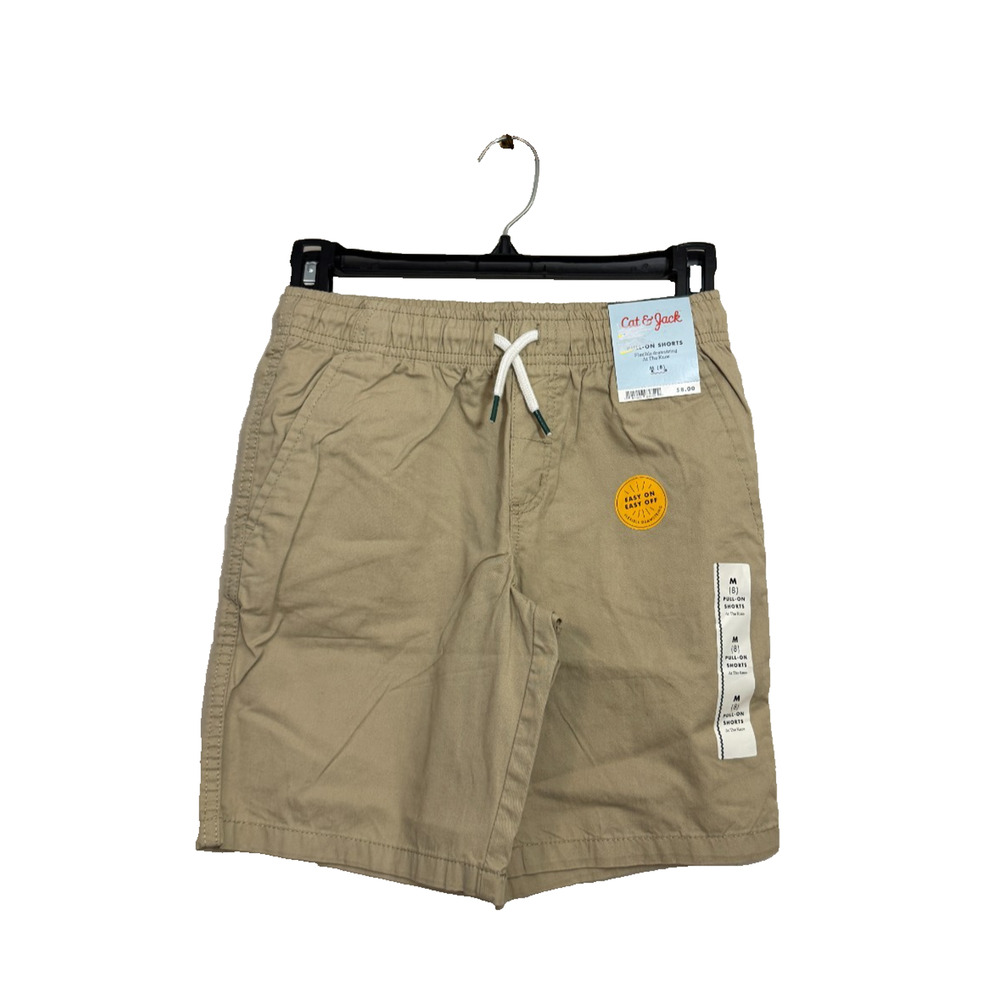 Cat & Jack Boys' Playwear 'at the Knee' Pull-on Shorts Light Khaki M Cotton NWT